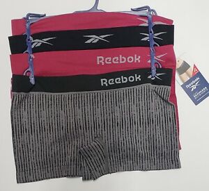 Reebok Women's Briefs S Boyshorts 4 Pack Red Gray Black Seamless Stretch New