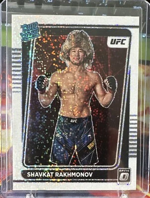 2022 UFC Panini Optic #115 Shavkat Rakhmonov White Sparkle Rated Rookie RC - Image 1 of 4