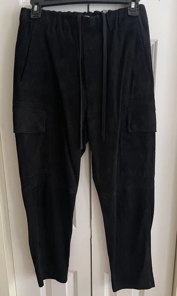 Pantalones cargo Vince, nuevos con etiquetas $995, 100 % cuero de cabra fino, traje negro, talla S-M Foto 1 de 4