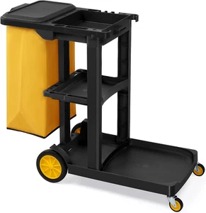 Commercial Traditional Cleaning 3-Shelf Janitorial Cart, 500 Lbs Capacity Housek - Picture 1 of 9