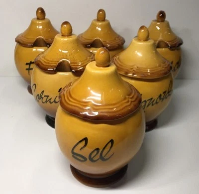 Ensemble Boîtes À Condiments Art Céramique Signé A. Ferlay VALLAURIS Vintage - Photo 1/4