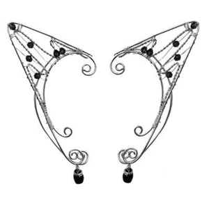 Silber Elfe Ohr Manschetten - Drahtband mit Perlen | Verstellbar Nicht Piercing Fantasy - Bild 1 von 12