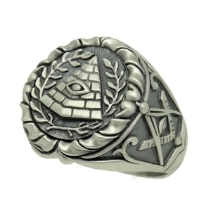 All Seeing Eye Pyramid Ring Masonic Ancient Mason Illuminati Sterling Silver 925 - Picture 1 of 12