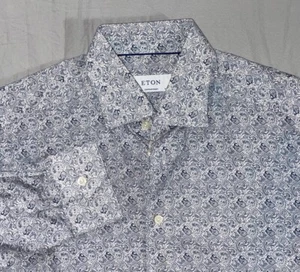 ETON Contemporary Long Sleeve Button Front Poplin Sport Shirt. Paisley 40 15 3/4 - Picture 1 of 7