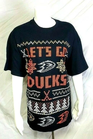 ANAHEIM DUCKS Ugly Christmas Sweater T Shirt - Lets Go Ducks - Black XL Cover