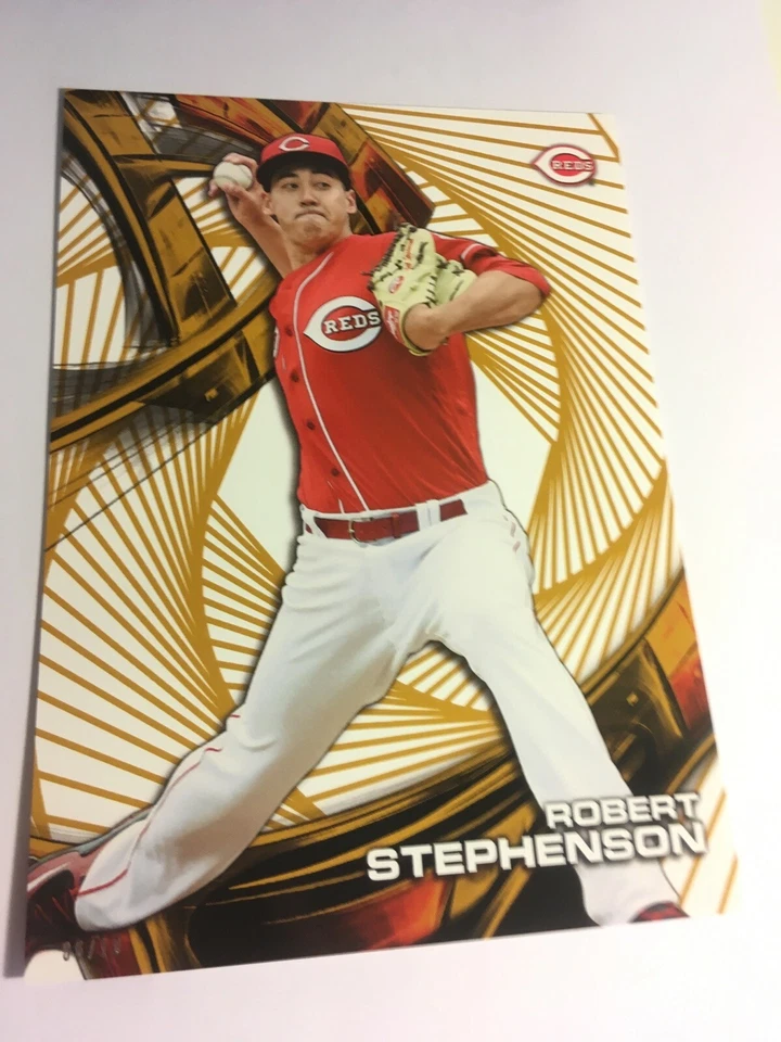 2016 Topps High Tek Jumbo 5x7 Robert Stephenson Reds RC HTRS #’d 06/10 Gold - Image 1 of 1