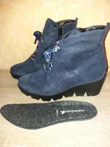 Waldläufer Keil Stiefelette NEU 6,5 40 8,5 42,5 blau & Veloursleder  - Bild 1 von 5