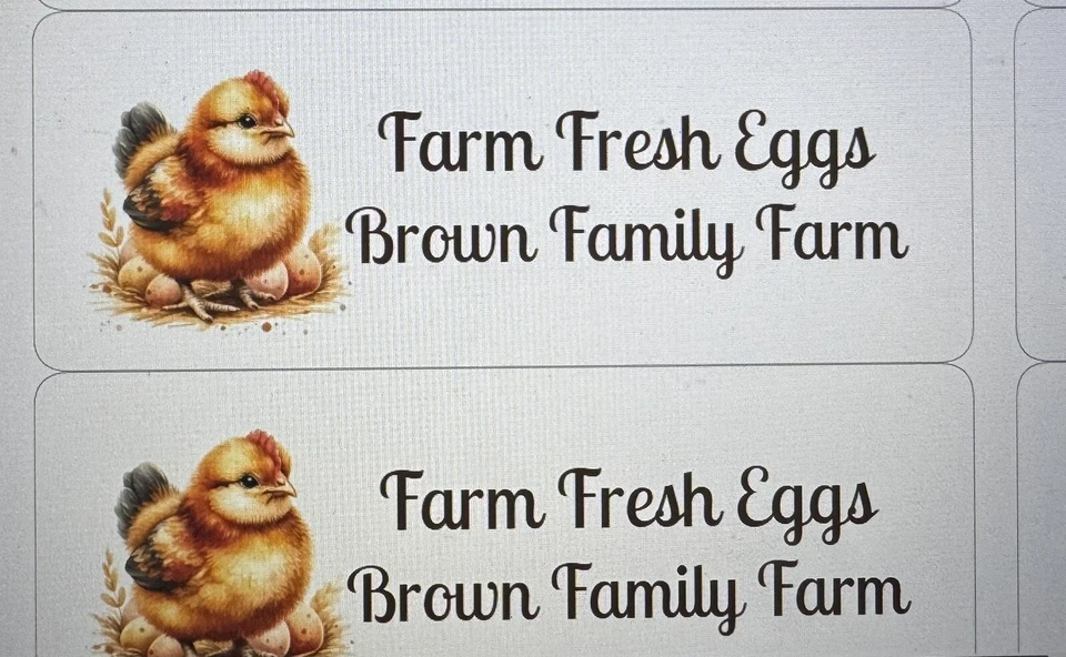 30 Personalized Chickens, Hens Stickers, Egg carton Labels, Tags Farm Goods - Image 1 of 1