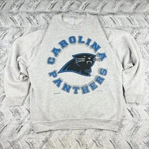 Vintage NFL 1993 Carolina Panthers Locker Line Crewneck Sweatshirt Mens L Gray - Picture 1 of 13