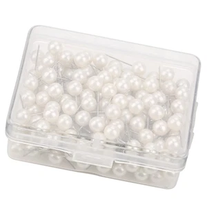 White 200x Round Ball Plastic Pushpin Thumbtack Pins Decorative DIY Tool - Picture 1 of 12