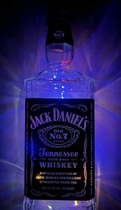 Empty 1.75 L Jack Daniels Old #7 Glass Bottle Lamp LED Multicolored Lights - Bild 1 von 8