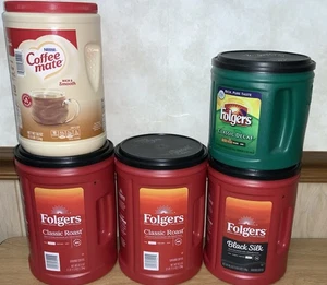 Empty Folgers And Coffee Mate Containers - Picture 1 of 3