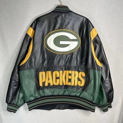 Jaqueta de Couro Masculina Vintage Anos 90 G-III Carl Banks Green Bay Packers Tamanho XXL 80s - Imagem 1 de 4