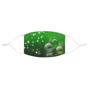 Christmas Ornaments Balls Xmas Gold Green Fabric Face Mask - Picture 1 of 6