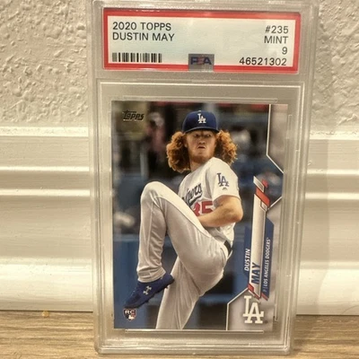 2020 Topps - Dustin May Rookie Card #235 (RC) PSA Mint 9 Baseball Dodgers MLB - Image 1 of 2