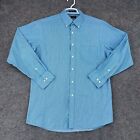 Chaps Button Down Shirt Men 15-15.5 32-33 Blue Striped Long Sleeve Cotton Casual
