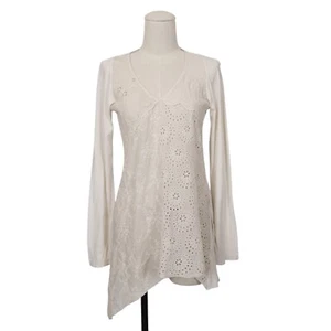 Johnny Was 4 Love and Liberty Eyelet Lace Tee Ivory Sz Small - Picture 1 of 8