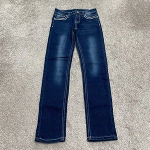 Paper Denim & Cloth Skinny Jeans Girls 10 Blue Dark Stretch Embellished 22x26 - Picture 1 of 13