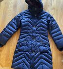 Landsend Girls Winter Puffer Coat Hooded 7/8 Small Navy EUC