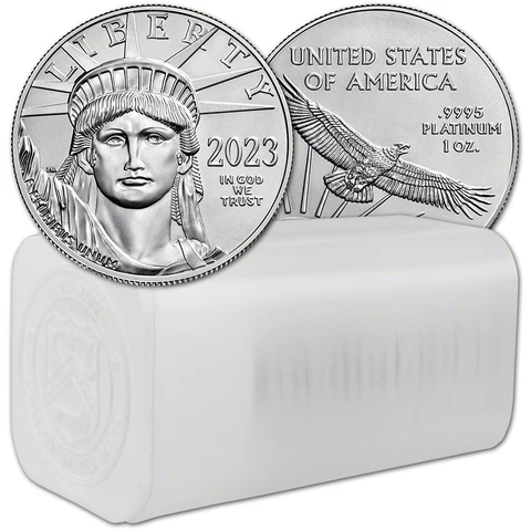 2023 American Platinum Eagle 1 oz $100 - 1 Roll Twenty 20 BU Coins in Mint Tube Cover