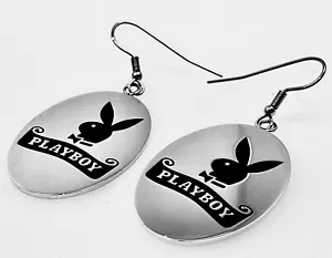 PLAYBOY HANGING DISK TAGS EARRING - Picture 1 of 3