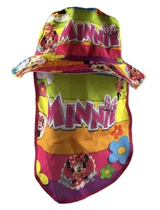 Disneys Minnie Mouse Toddler Sun Hat Neck Flat Sun Protection Pink With Brim - Picture 1 of 11