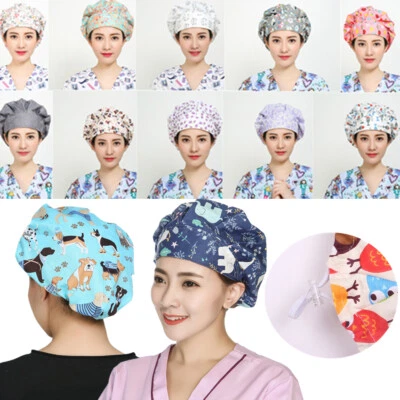 Breathable Scrub Hat Adjustable Cap Cotton Chef Kitchen Bouffant Women Men New - Image 1 of 4