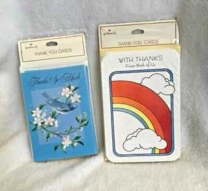 2 New Vintage 1980's ? Hallmark Thank You Card Pack Blue Bird & Rainbows * READ - Picture 1 of 9