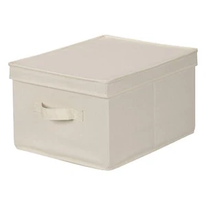 Household Essentials 113 Storage Box with Lid and Handle - Natural Beige Canv... - Picture 1 of 7