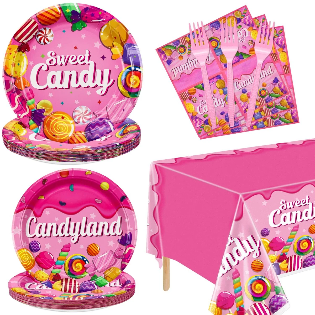 Candyland Happy Birthday Banner - 3 Stück, Bunt, Für Süßigkeiten-Party
