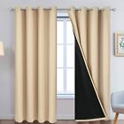 100% Blackout Curtains Drapes Thermal Insulated Heat Blocking Beige 52W 84L