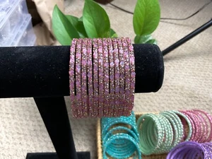 Indian designed Glass bangles for women size 2.4(12 pieces set) - Picture 1 of 62