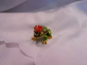 UNBRANDED-BEJEWELED KING FROG TRINKET BOX - Picture 1 of 2