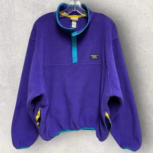 Vintage 90’s LL Bean Snap Fleece Pullover Blue Teal Synchilla Made In USA ~ XL - Picture 1 of 4