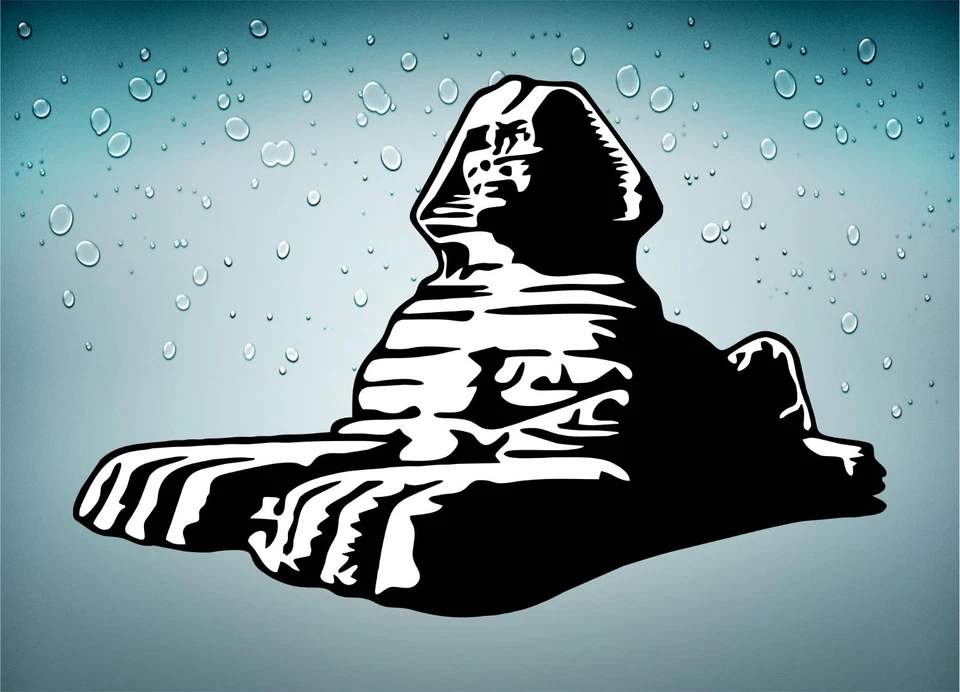 Pegatina Antigua Esfinge Egipcia Giza Negro Blanco Foto 1 de 1