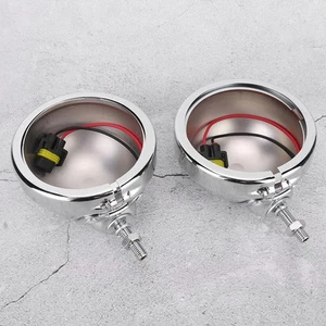 2 Sets 4.5 Inches Motorcycle Fog Light Housing Aluminum Alloy Fog Lamp Shell - Picture 1 of 9