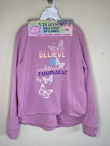 Vigoss Pink BELIEVE IN YOURSELF Butterfly 2pc Set Top & Shorts Medium NEW NWT - Picture 1 of 5