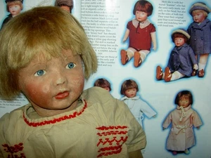Darling, 18+" antique 1920s, KAMKINS molded cloth doll with oil painted features - Picture 1 of 24