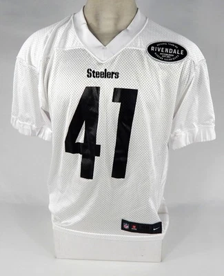 Camiseta de práctica blanca emitida por el juego 2018 Pittsburgh Steelers #41 parche Rivendale 5 Foto 1 de 4