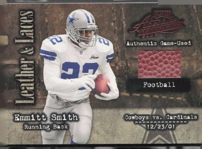 Tarjeta de fútbol americano Emmitt Smith 2002 Playoff Absolute Leather & Laces LL 42 #198/500 Foto 1 de 2