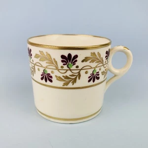 Antique Georgian Minton 253 Hand Painted Floral Coffee Can c1810’s Crimson Gilt - Picture 1 of 8