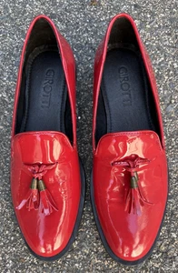Girotti Womens Slip On Red Patent Leather Loafers Red Soles 38/ 7.5 Luxury Italy - Picture 1 of 10