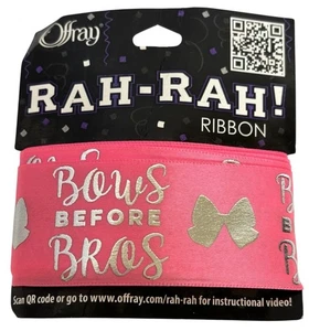 Offray Rah Rah Ribbon With Silver Text Bows Before Bros 1.5 Inch Wide 3 Yards - Picture 1 of 7