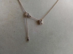 Nadri GP Necklace, Cubic Zirconia Letter K and Clasp, Adjustable Length, Signed - Picture 1 of 4