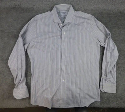 Camisa de vestir LEDBURY fina para hombre manga larga calce ajustado talla 17 cuadros blancos Foto 1 de 4