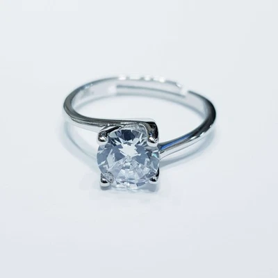 ANELLO SOLITARIO in ARGENTO 925 RODIATO ORO con ZIRCONE 7mm - Immagine 1 di 4