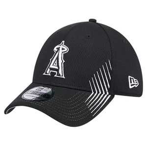 Men's New Era Black Los Angeles Angels Active Dash Mark 39THIRTY Flex Hat - Picture 1 of 6