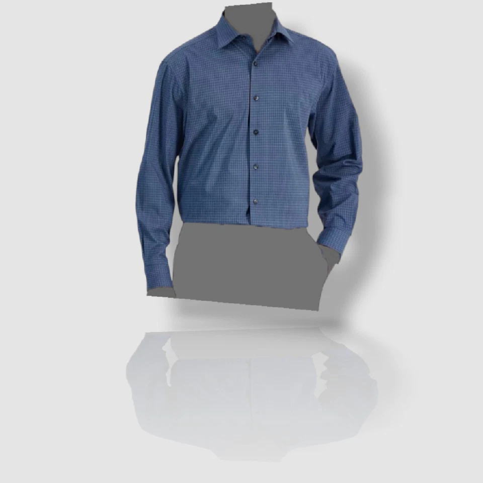 $60 Alfani Men's Blue Regular-Fit Long-Sleeve Dress Shirt Size 14-14.5 32/33 - Image 1 of 1