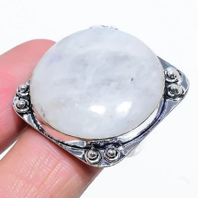 Rainbow Moonstone Gemstone 925 Sterling Silver Gift Jewelry Ring Size 10 G857 - Image 1 of 3