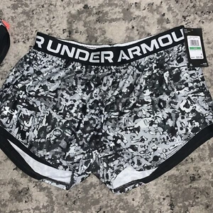GIRLS UNDER ARMOUR PLAY UP 2.0 SHORTS YOUTH X-LARGE Black / White New With Tags - Picture 1 of 4